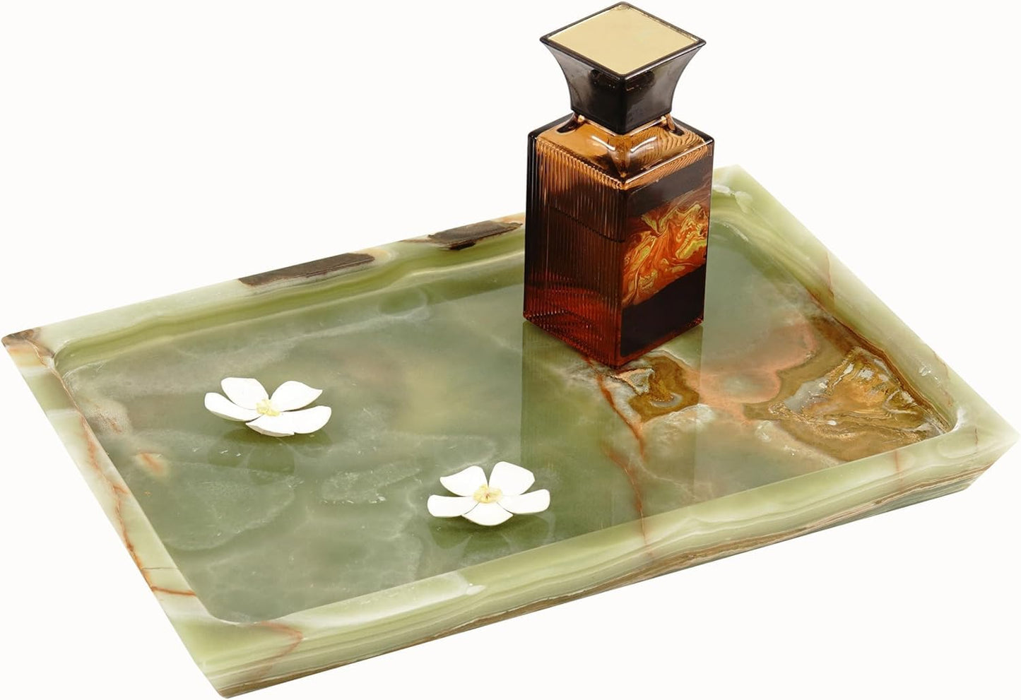 Green Onyx Marble Serving Tray with Lid