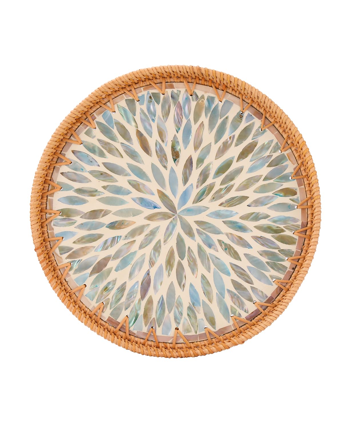 Mother of Pearl Rattan Serving Tray