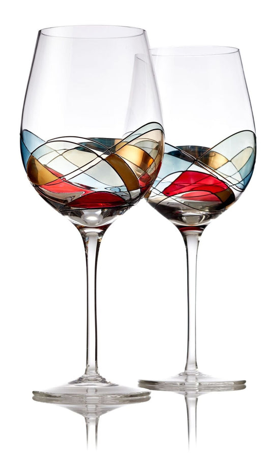 Hand-Painted Wine Glasses — Set of 2