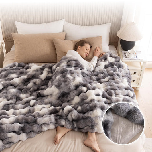 Faux Fur Bubble Throw Blanket