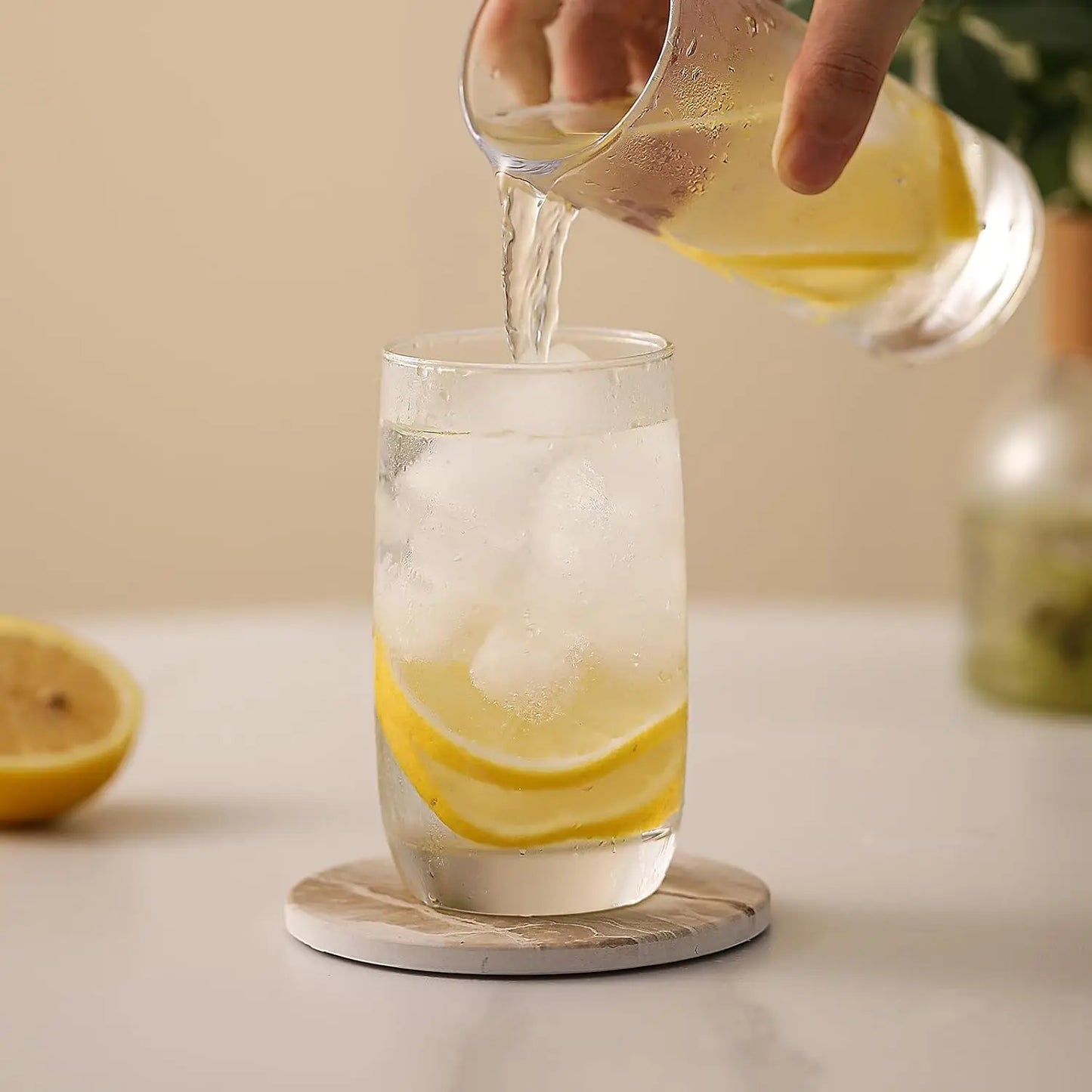 Marble Style Beverage Coaster Set with Holder — Set of 6