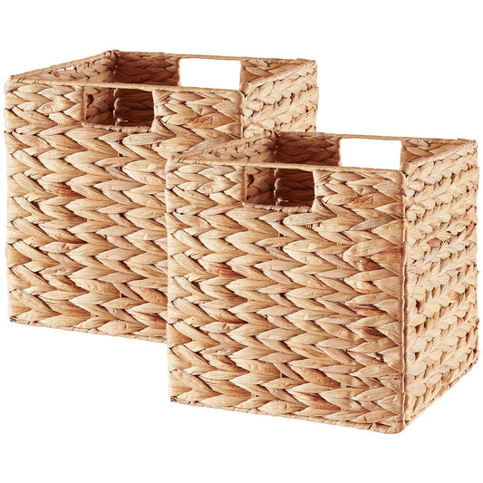 Woven Water Hyacinth Storage Baskets (Set of 2)
